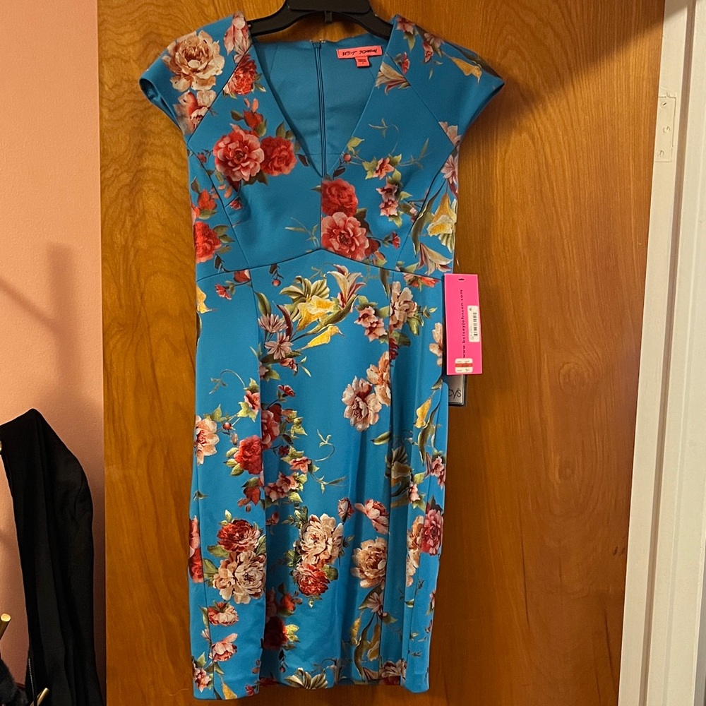 Betsey Johnson Blue Floral Midi Dress NWT